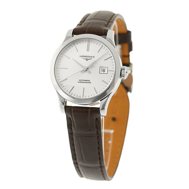 ロンジン レコード 自動巻き 腕時計 ブランド レディース LONGINES L2.321.4.72.2 アナログ シルバー ブラウン スイス製 L2-321-4-72-2