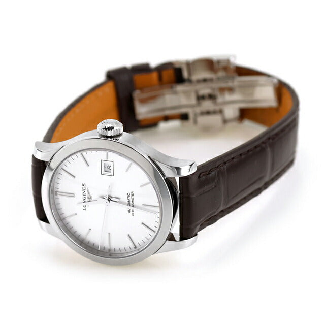 ロンジン レコード 自動巻き 腕時計 ブランド レディース LONGINES L2.321.4.72.2 アナログ シルバー ブラウン スイス製 L2-321-4-72-2