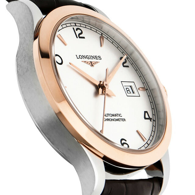 ロンジン レコード 自動巻き 腕時計 ブランド レディース LONGINES L2.321.5.76.2 アナログ シルバー ブラウン スイス製 L2-321-5-76-2