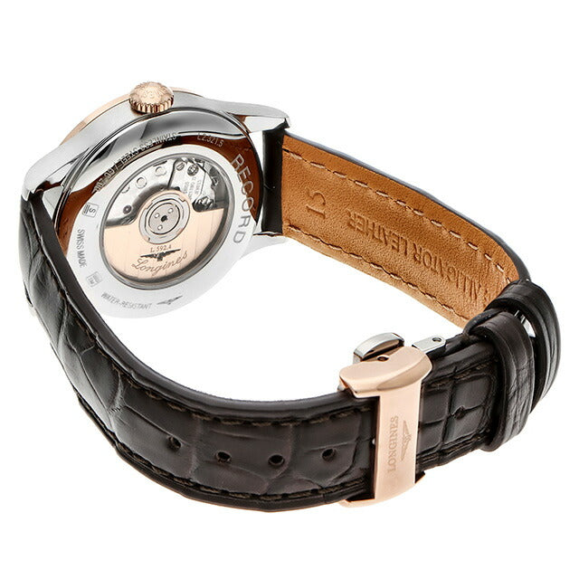 ロンジン レコード 自動巻き 腕時計 ブランド レディース LONGINES L2.321.5.76.2 アナログ シルバー ブラウン スイス製 L2-321-5-76-2