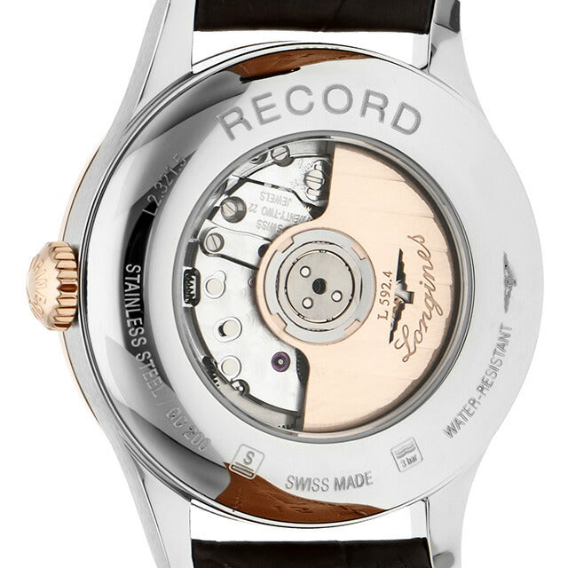 ロンジン レコード 自動巻き 腕時計 ブランド レディース LONGINES L2.321.5.76.2 アナログ シルバー ブラウン スイス製 L2-321-5-76-2