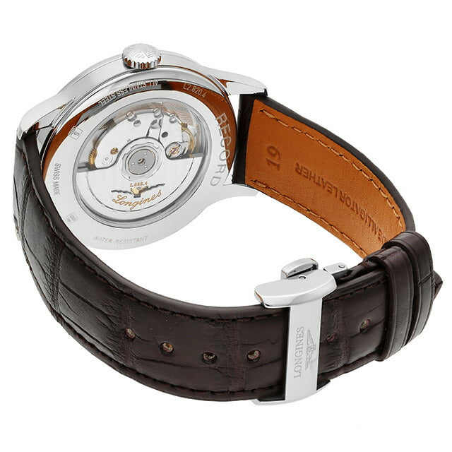 ロンジン レコード 自動巻き 腕時計 ブランド メンズ LONGINES L2.820.4.76.2 アナログ シルバー ブラウン スイス製 L2-820-4-76-2