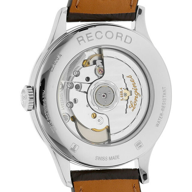 ロンジン レコード 自動巻き 腕時計 ブランド メンズ LONGINES L2.820.4.76.2 アナログ シルバー ブラウン スイス製 L2-820-4-76-2
