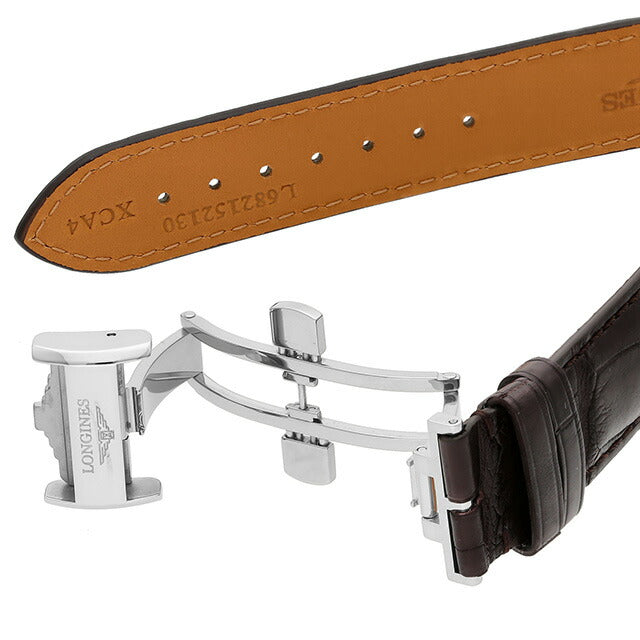 ロンジン レコード 自動巻き 腕時計 ブランド メンズ LONGINES L2.820.4.76.2 アナログ シルバー ブラウン スイス製 L2-820-4-76-2