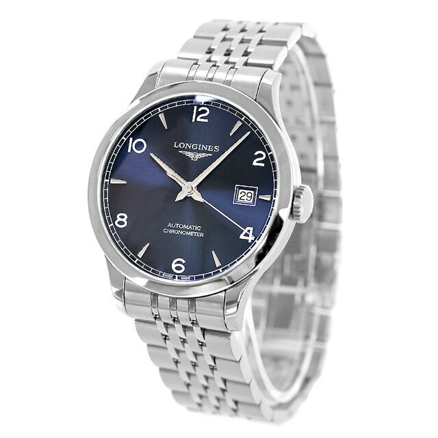 ロンジン レコード 自動巻き 腕時計 ブランド メンズ LONGINES L2.820.4.96.6 アナログ ブルー スイス製 L2-820-4-96-6