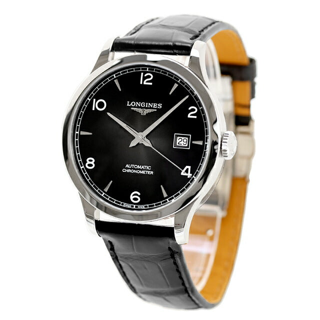 ロンジン レコード 自動巻き 腕時計 ブランド メンズ LONGINES L2.821.4.56.2 アナログ ブラック 黒 スイス製 L2-821-4-56-2