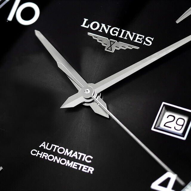 ロンジン レコード 自動巻き 腕時計 ブランド メンズ LONGINES L2.821.4.56.2 アナログ ブラック 黒 スイス製 L2-821-4-56-2