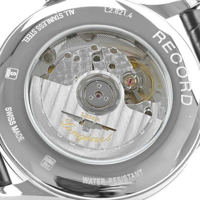 ロンジン レコード 自動巻き 腕時計 ブランド メンズ LONGINES L2.821.4.56.2 アナログ ブラック 黒 スイス製 L2-821-4-56-2