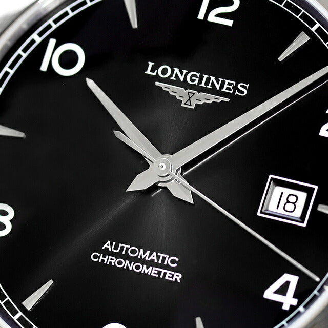 ロンジン レコード 自動巻き 腕時計 ブランド メンズ LONGINES L2.821.4.56.6 アナログ ブラック 黒 スイス製 L2-821-4-56-6