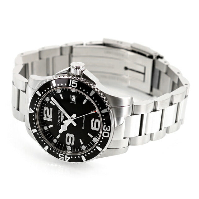 ロンジン ハイドロコンクエスト クォーツ 電池式 腕時計 ブランド メンズ LONGINES L3.730.4.56.6 アナログ ブラック 黒 スイス製 L3-730-4-56-6