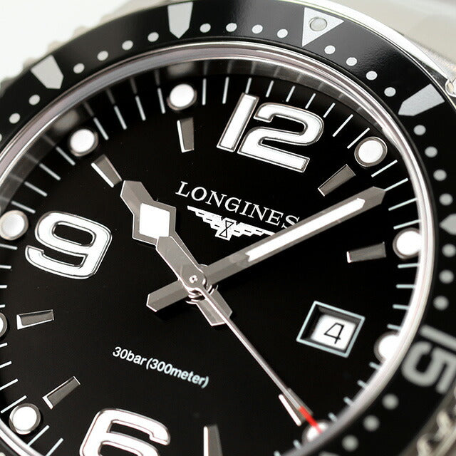 ロンジン ハイドロコンクエスト クォーツ 電池式 腕時計 ブランド メンズ LONGINES L3.730.4.56.6 アナログ ブラック 黒 スイス製 L3-730-4-56-6