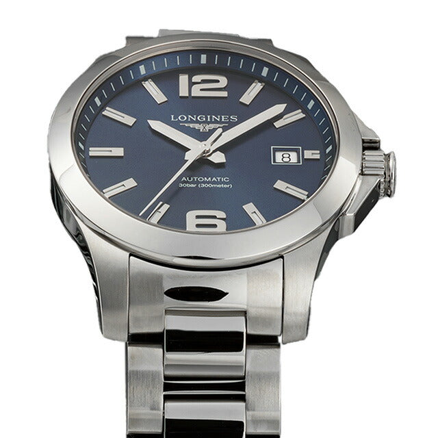 ロンジン コンクエスト 自動巻き 腕時計 ブランド メンズ LONGINES L3.776.4.99.6 アナログ ネイビー スイス製 L3-776-4-99-6