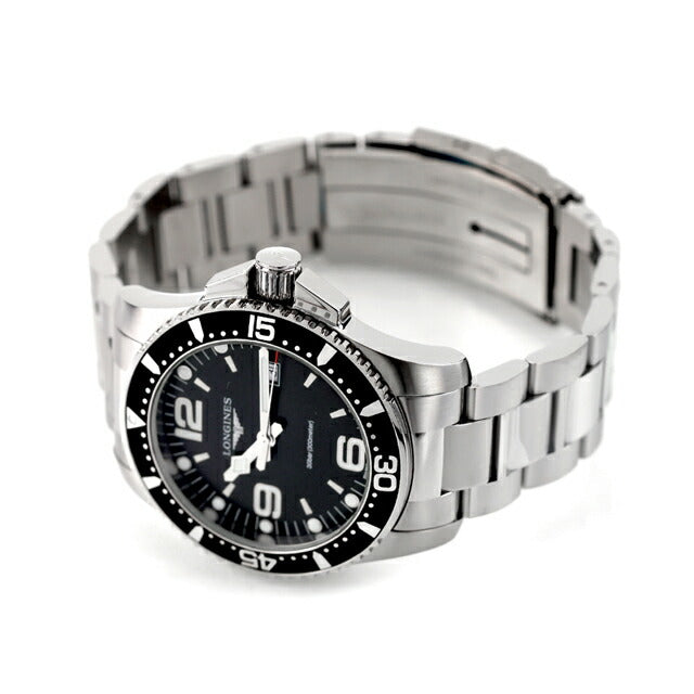 ロンジン ハイドロコンクエスト クォーツ 電池式 腕時計 ブランド メンズ LONGINES L3.840.4.56.6 アナログ ブラック 黒 スイス製 L3-840-4-56-6