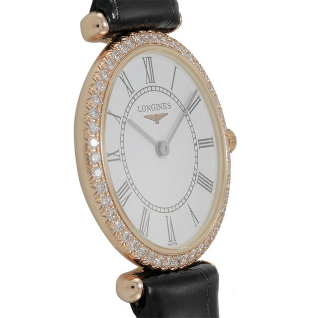 ロンジン アガシ クォーツ 電池式 腕時計 ブランド レディース LONGINES L4.191.9.11.0 アナログ ホワイト ブラック 黒 スイス製 L4-191-9-11-0