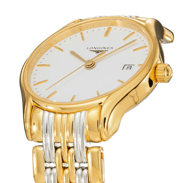 ロンジン リール クォーツ 電池式 腕時計 ブランド レディース LONGINES L4.259.2.12.7 アナログ ホワイト ゴールド シルバー 白 スイス製 L4-259-2-12-7