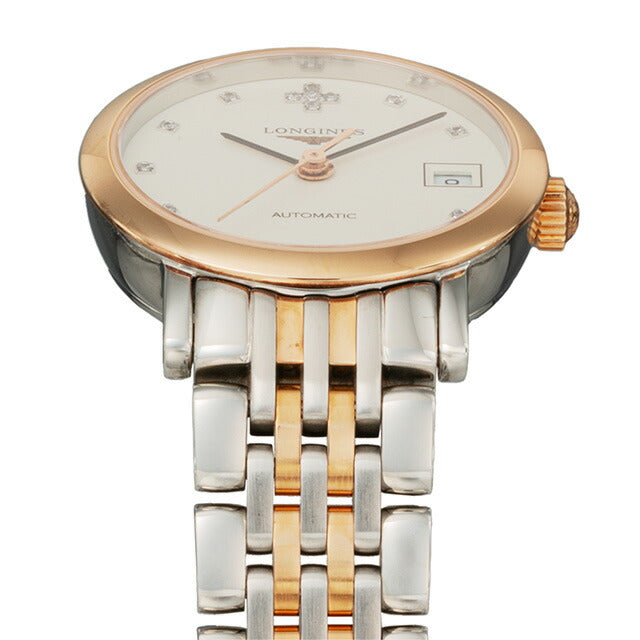 ロンジン エレガント 自動巻き 腕時計 ブランド レディース LONGINES L4.309.5.99.7 アナログ ホワイト シルバー イエローゴールド 白 L4-309-5-99-7