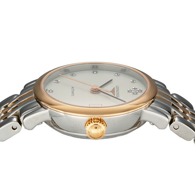 ロンジン エレガント 自動巻き 腕時計 ブランド レディース LONGINES L4.309.5.99.7 アナログ ホワイト シルバー イエローゴールド 白 L4-309-5-99-7