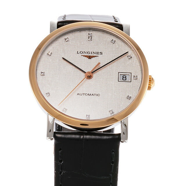 ロンジン エレガント 自動巻き 腕時計 ブランド レディース ダイヤモンド LONGINES L4.809.5.77.0 アナログ シルバー ブラック 黒 L4-809-5-77-0