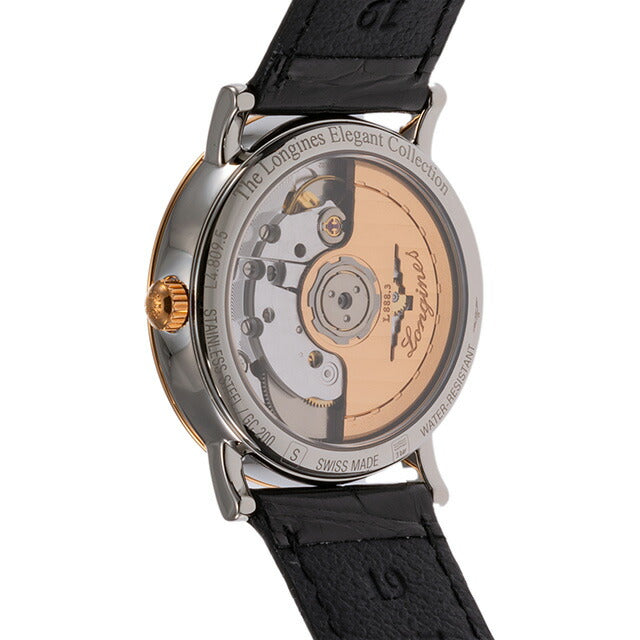 ロンジン エレガント 自動巻き 腕時計 ブランド レディース ダイヤモンド LONGINES L4.809.5.77.0 アナログ シルバー ブラック 黒 L4-809-5-77-0