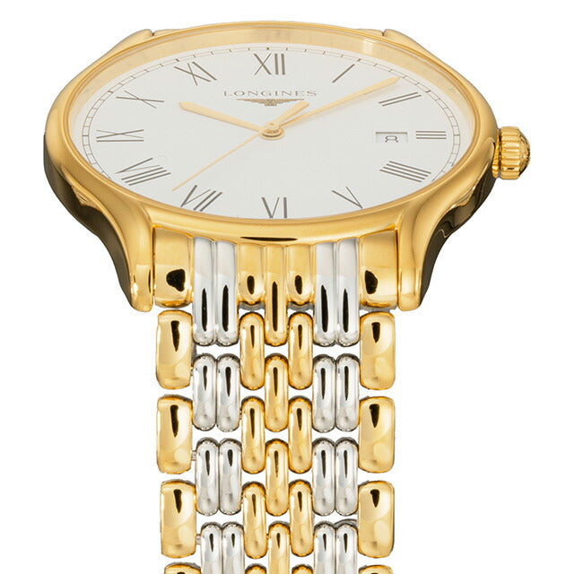 ロンジン リール クォーツ 電池式 腕時計 ブランド メンズ LONGINES L4.859.2.11.7 アナログ ホワイト ゴールド シルバー 白 スイス製 L4-859-2-11-7