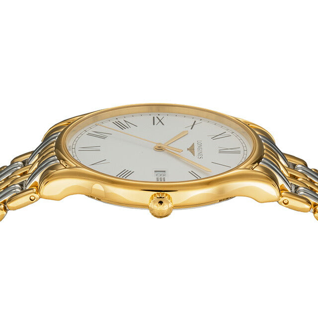 ロンジン リール クォーツ 電池式 腕時計 ブランド メンズ LONGINES L4.859.2.11.7 アナログ ホワイト ゴールド シルバー 白 スイス製 L4-859-2-11-7