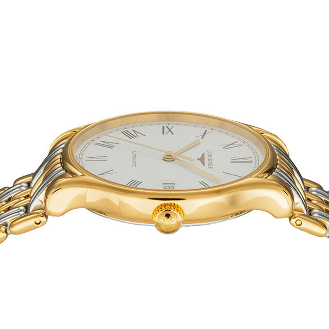 ロンジン リール 自動巻き 腕時計 ブランド メンズ LONGINES L4.860.2.11.7 アナログ ホワイト ゴールド シルバー 白 スイス製 L4-860-2-11-7