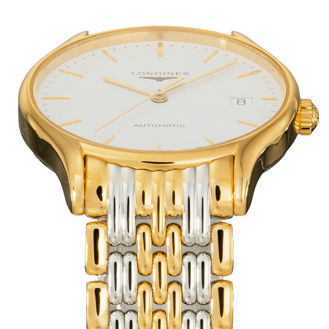 ロンジン リール 自動巻き 腕時計 ブランド メンズ LONGINES L4.860.2.12.7 アナログ ホワイト ゴールド シルバー 白 スイス製 L4-860-2-12-7