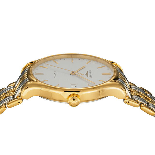 ロンジン リール 自動巻き 腕時計 ブランド メンズ LONGINES L4.860.2.12.7 アナログ ホワイト ゴールド シルバー 白 スイス製 L4-860-2-12-7