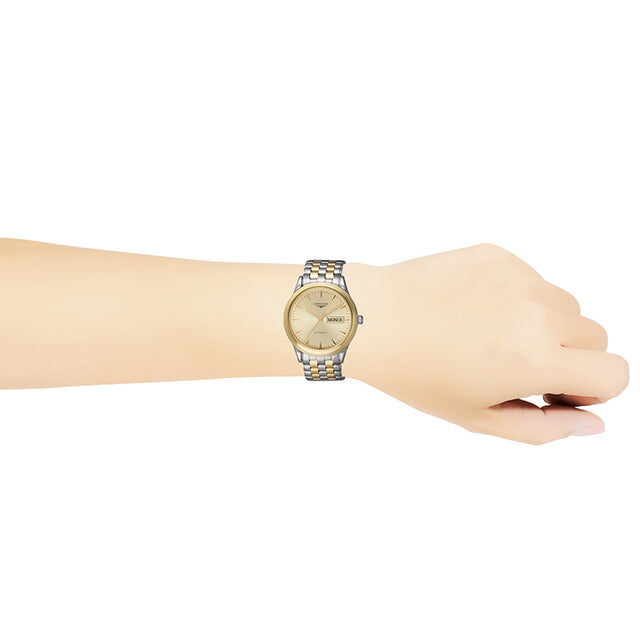 ロンジン フラッグシップ 自動巻き 腕時計 ブランド メンズ LONGINES L4.899.3.32.7 アナログ イエローゴールド シルバー スイス製 L4-899-3-32-7