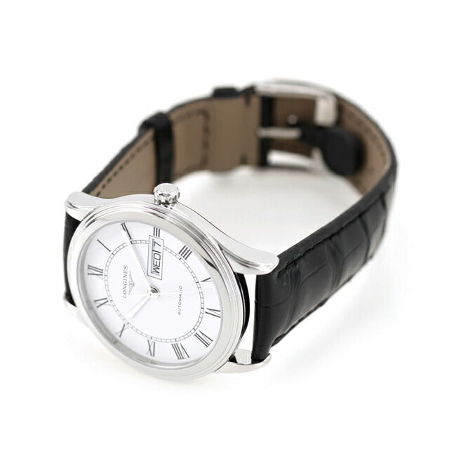 ロンジン フラッグシップ 自動巻き 腕時計 ブランド メンズ LONGINES L4.899.4.21.2 アナログ シルバー ブラック 黒 スイス製 L4-899-4-21-2