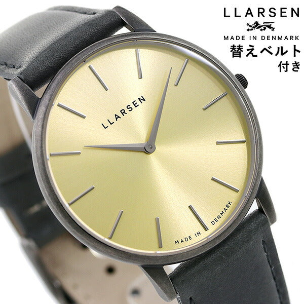エルラーセン 時計 オリバー 39mm デンマーク製 メンズ 腕時計 ブランド LL147OYGYFR イエロー グレー 革ベルト LL147OYGYFR