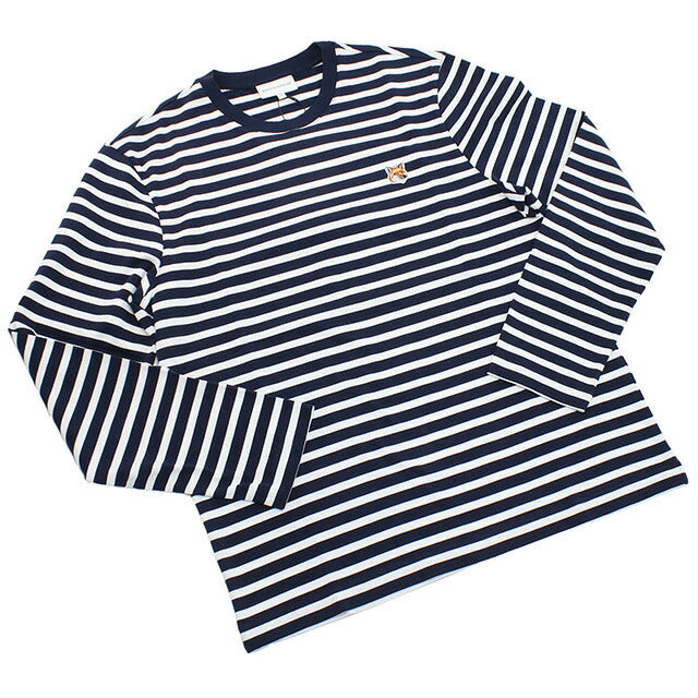 メゾンキツネ 長袖Tシャツ メンズ ブランド MAISON KITSUNE ポルトガル LM00105 NAVY STRIPES ネイビー系 ホワイト系 ウェア 選べるモデル MKILM00105A