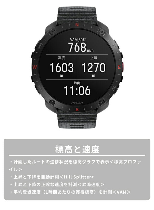 ポラール Grit X2 Pro ナイトブラック スマートウォッチ ブランド メンズ レディース Bluetooth POLAR 900110283 デジタル PLR-900110283