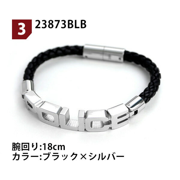 ポリス ブレスレット 革ひも バングル ステンレス メンズ 男性用 アクセサリー police-bracelet