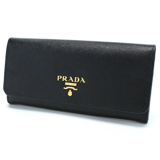 プラダ 長財布ニ折小銭入付き レディース ブランド SAFFIANO METAL ORO レザー イタリア 1MH132 NERO ブラック 財布 PRA1MH13201