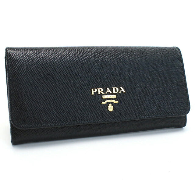プラダ 長財布ニ折小銭入付き レディース ブランド SAFFIANO METAL ORO レザー イタリア 1MH132 NERO ブラック 財布 PRA1MH13201