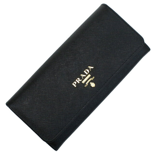 プラダ 長財布ニ折小銭入付き レディース ブランド SAFFIANO METAL ORO レザー イタリア 1MH132 NERO ブラック 財布 PRA1MH13201