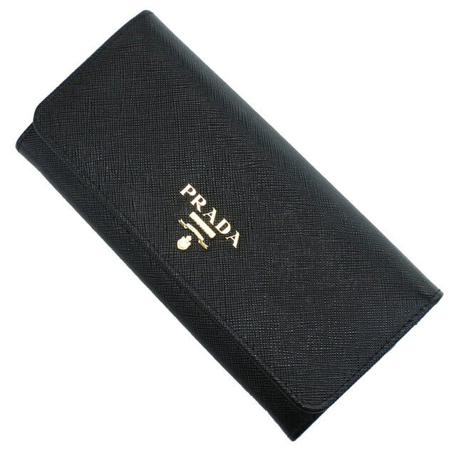 プラダ 長財布ニ折小銭入付き レディース ブランド SAFFIANO METAL ORO レザー イタリア 1MH132 NERO ブラック 財布 PRA1MH13201