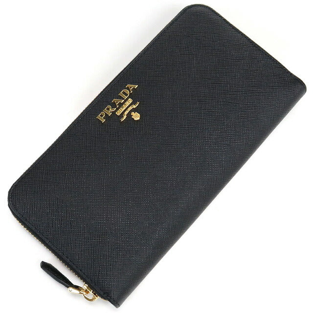 プラダ 長財布ラウンドファスナー レディース ブランド SAFFIANO METAL ORO レザー イタリア 1ML506 NERO ブラック 財布 PRA1ML50601