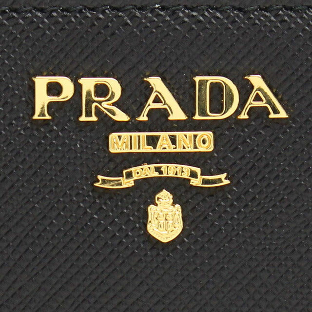 プラダ 長財布ラウンドファスナー レディース ブランド SAFFIANO METAL ORO レザー イタリア 1ML506 NERO ブラック 財布 PRA1ML50601