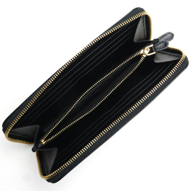 プラダ 長財布ラウンドファスナー レディース ブランド SAFFIANO METAL ORO レザー イタリア 1ML506 NERO ブラック 財布 PRA1ML50601
