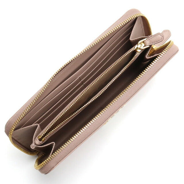 プラダ 長財布ラウンドファスナー レディース ブランド SAFFIANO METAL ORO レザー イタリア 1ML506 CIPRIA ベージュ系 財布 PRA1ML506351