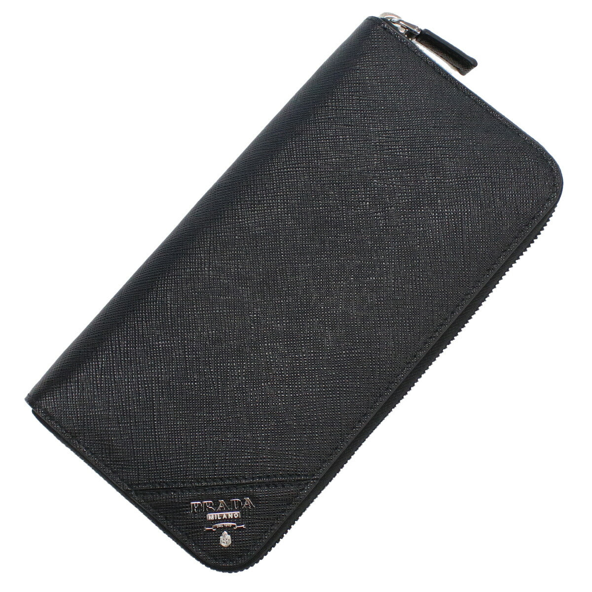 プラダ 長財布ラウンドファスナー メンズ SAFFIANO METAL レザー イタリア 2ML317 NERO ブラック 財布 PRA2ML317051