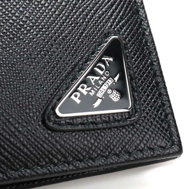 プラダ 二つ折り財布 メンズ ブランド SAF TRIANG レザー イタリア 2MO738 NERO ブラック 財布 PRA2MO73808