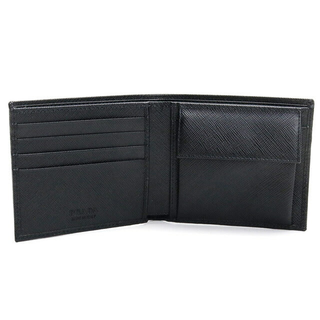 プラダ 二つ折り財布 メンズ ブランド SAF TRIANG レザー イタリア 2MO738 NERO ブラック 財布 PRA2MO73808