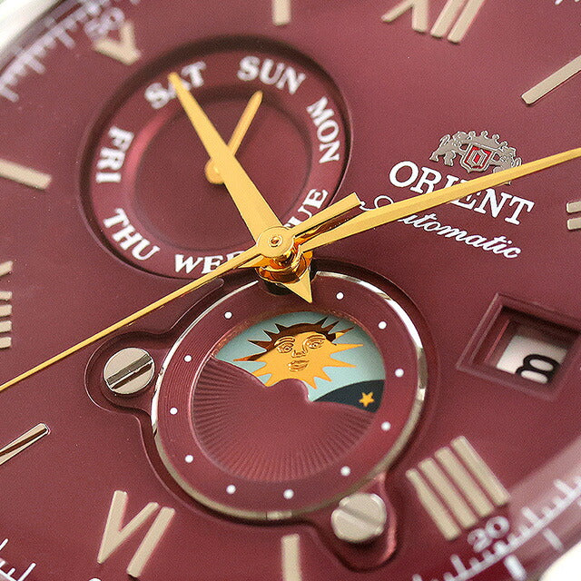 オリエント クラシック バンビーノ サンアンドムーン 自動巻き 腕時計 ブランド メンズ ORIENT CLASSIC RN-AK0807R アナログ ボルドー ブラウン 赤 RN-AK0807R
