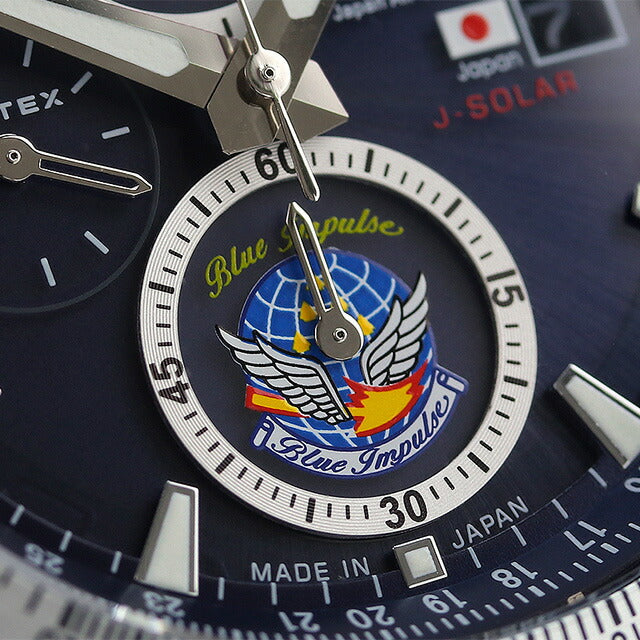 ケンテックス 腕時計 ブランド ブルーインパルス ソーラープロ 43mm クロノグラフ ソーラー メンズ S802M-03 ダークブルー シルバー S802M-03