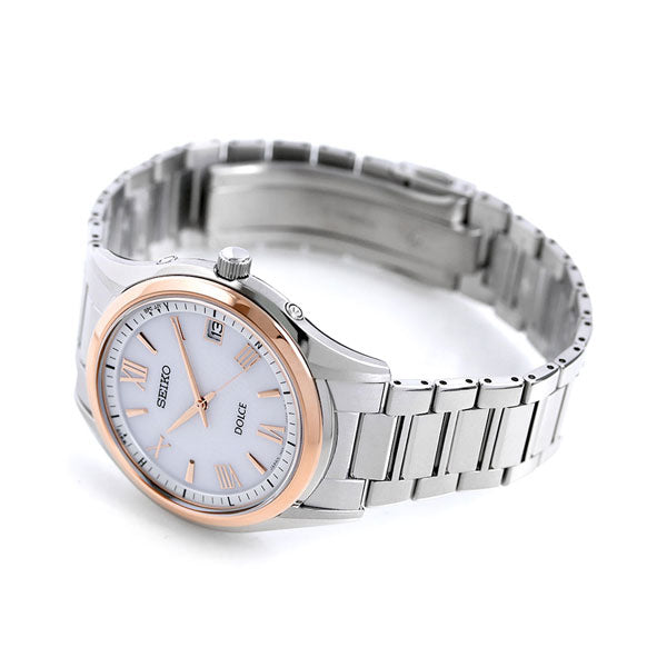 セイコー ドルチェ ソーラー電波 メンズ 腕時計 ブランド SADZ200 SEIKO シルバー ピンクゴールド SADZ200