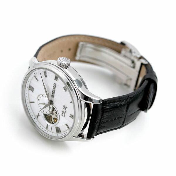 セイコー プレザージュ Japanese Garden 自動巻き 機械式 オープンハート 革ベルト SARY095 SEIKO メンズ 腕時計 ブランド シルバー ブラック SARY095