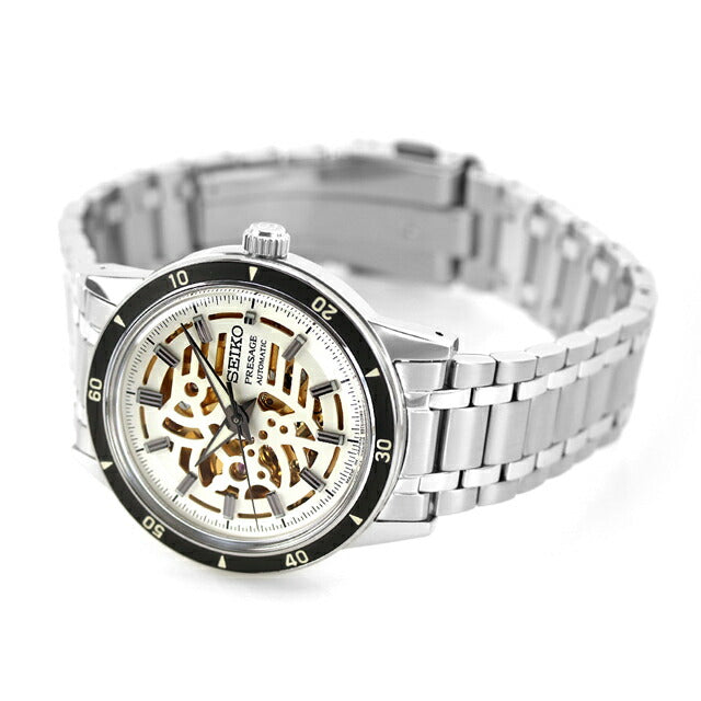 セイコー プレザージュ Style60’s 自動巻き 腕時計 ブランド メンズ オープンハート SEIKO PRESAGE SARY255 アナログ シルバー ゴールド 日本製 SARY255